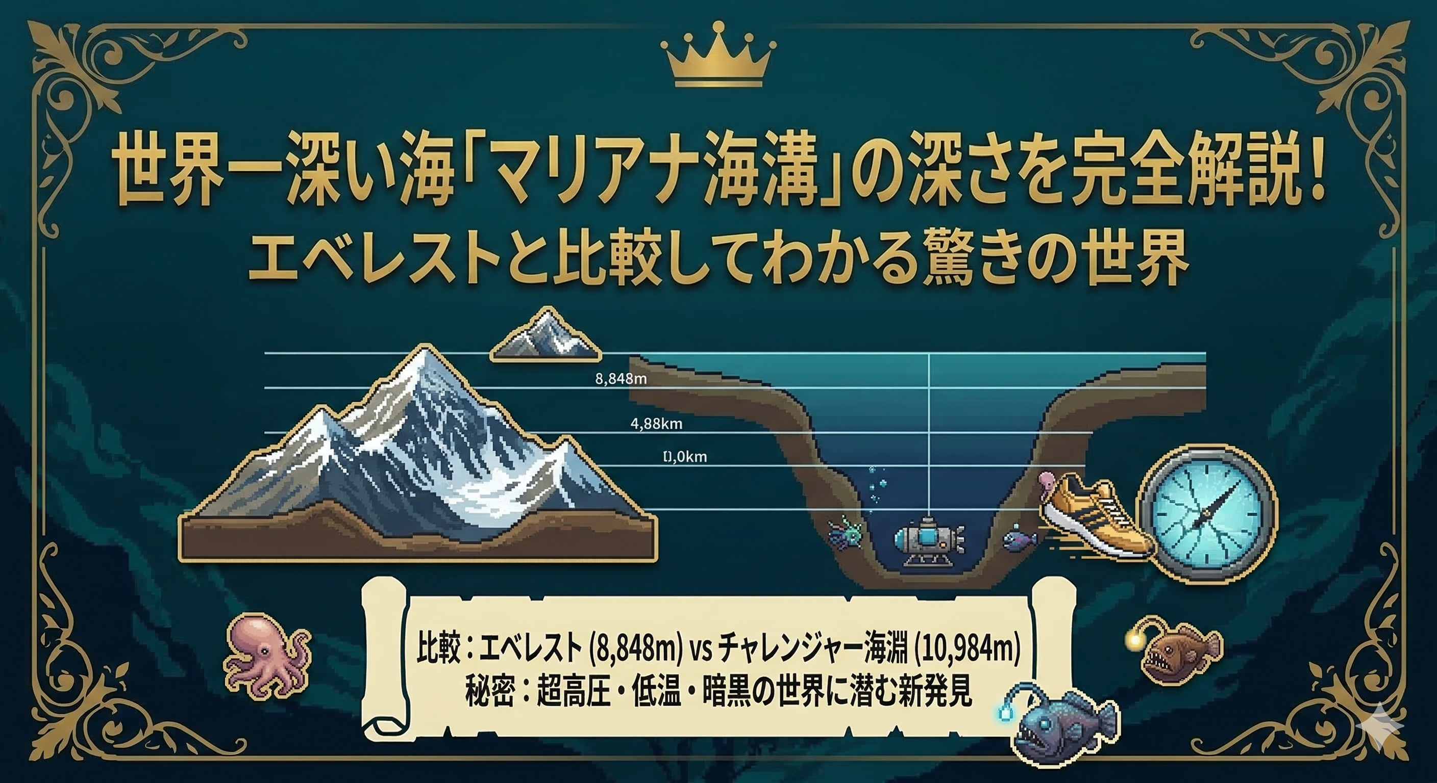 世界一深い海「マリアナ海溝」の深さを完全解説！エベレストと比較してわかる驚きの世界