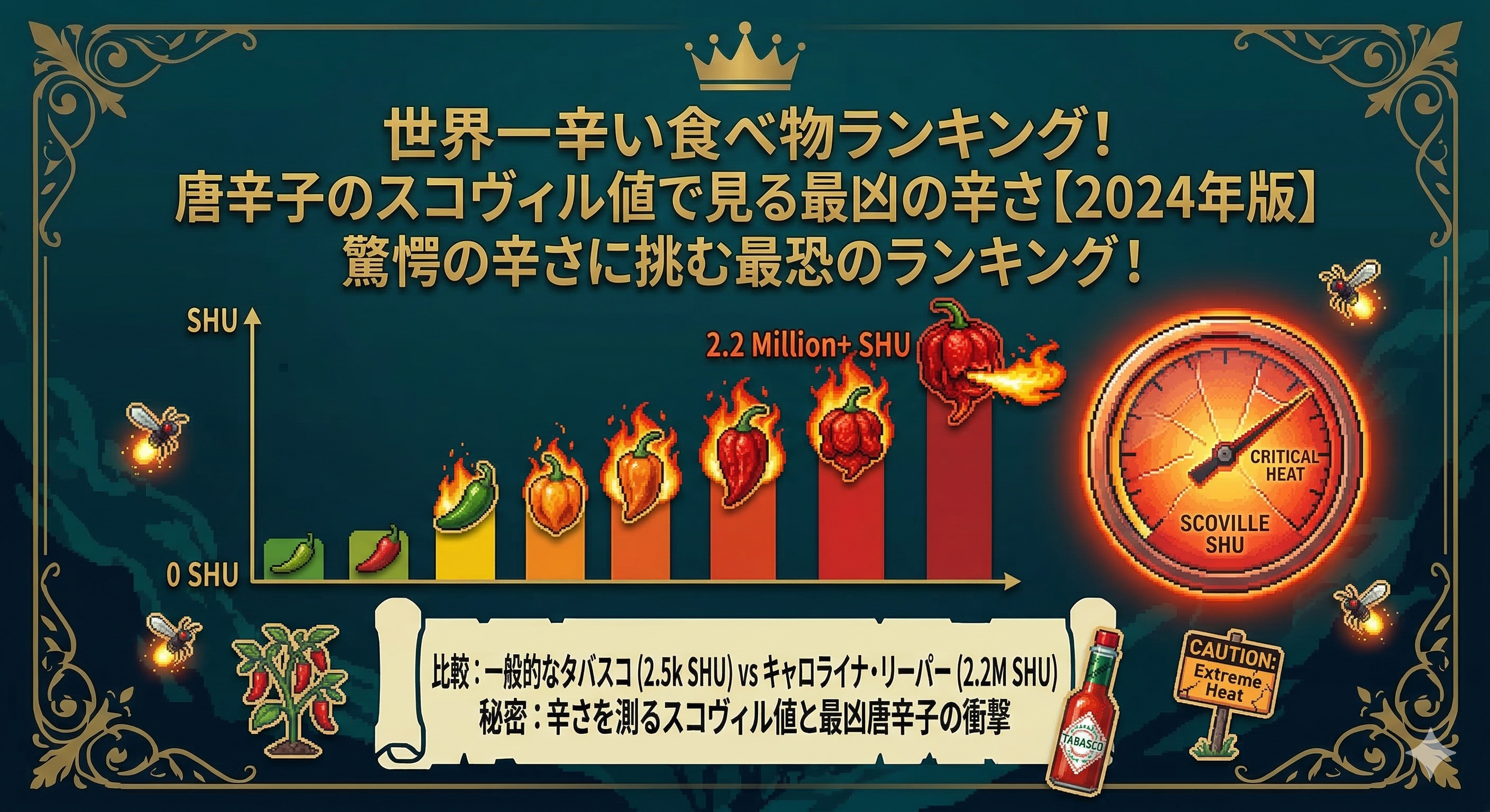 世界一辛い食べ物ランキング！唐辛子のスコヴィル値で見る最凶の辛さ【2024年版】